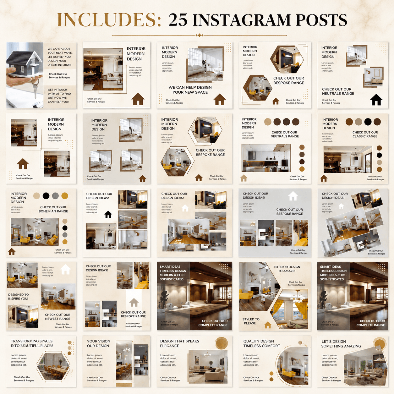Interior Design Canva Template Bundle – 61 Pages + PLR Rights