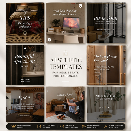 Luxury Real Estate Canva Marketing Bundle – 200 Templates + PLR/MRR Rights