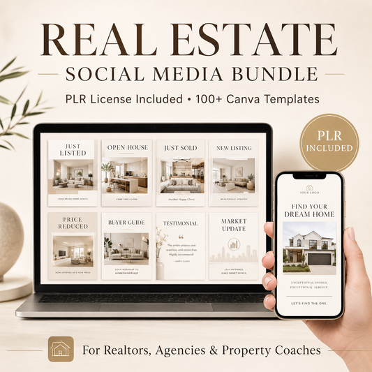 Real Estate Canva Template Bundle – 170+ Templates + PLR Rights