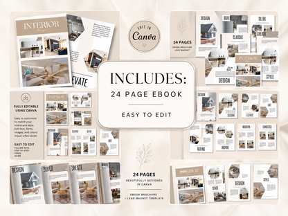 Interior Design Canva Template Bundle – 61 Pages + PLR Rights