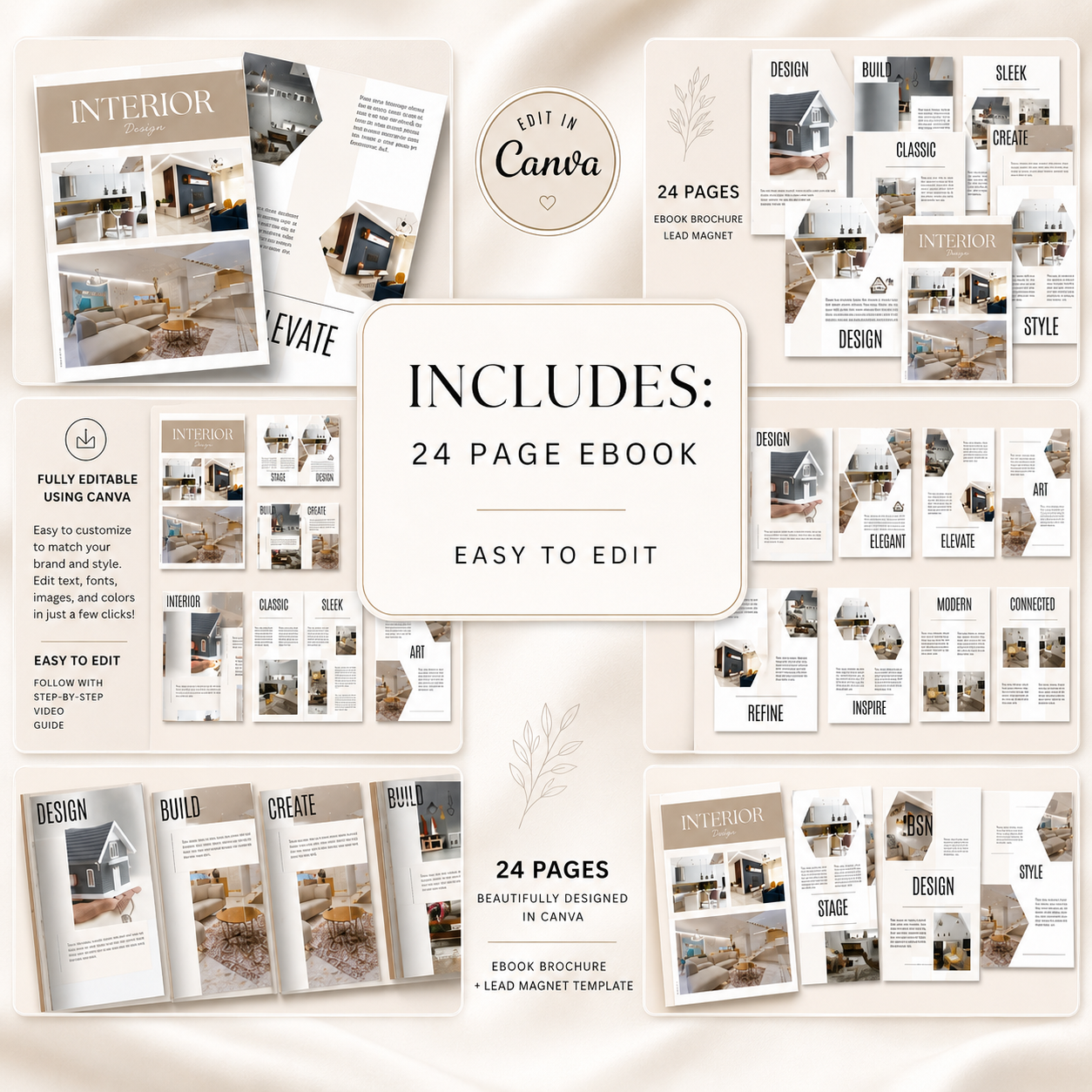 Interior Design Canva Template Bundle – 61 Pages + PLR Rights