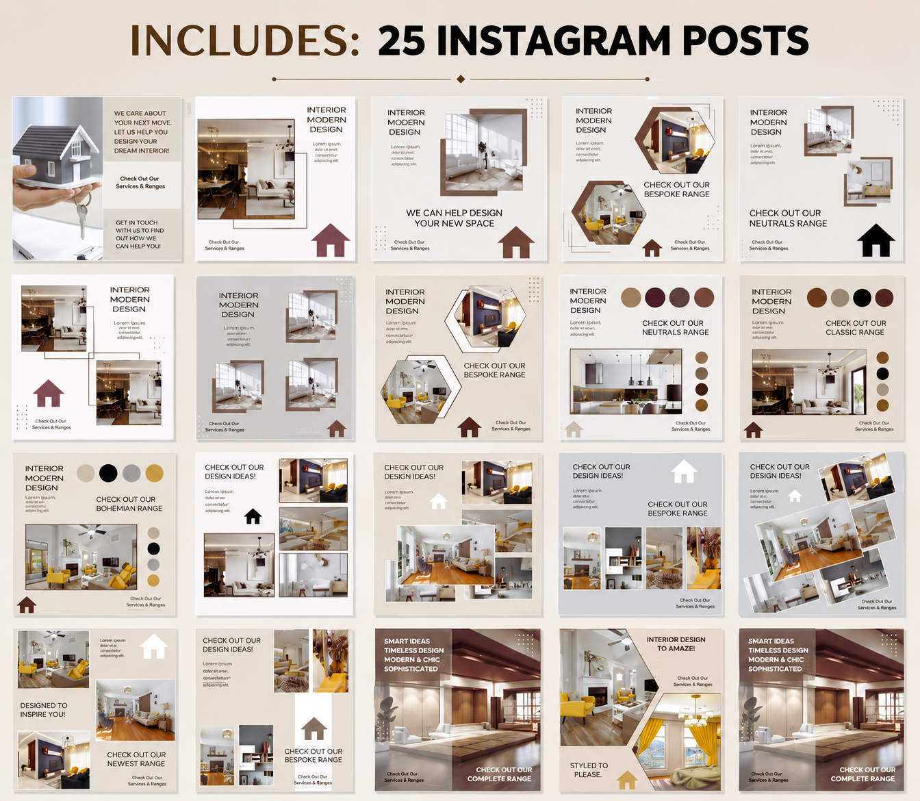 Interior Design Canva Template Bundle – 61 Pages + PLR Rights